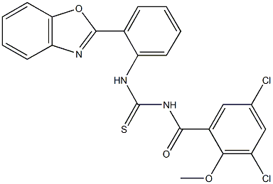 N-[2-(1,3-benzoxazol-2-yl)phenyl]-N'-(3,5-dichloro-2-methoxybenzoyl)thiourea Struktur