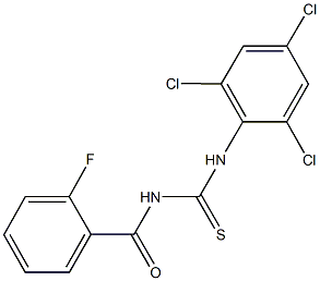 N-(2-fluorobenzoyl)-N'-(2,4,6-trichlorophenyl)thiourea Struktur