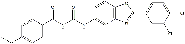 N-[2-(3,4-dichlorophenyl)-1,3-benzoxazol-5-yl]-N'-(4-ethylbenzoyl)thiourea Struktur