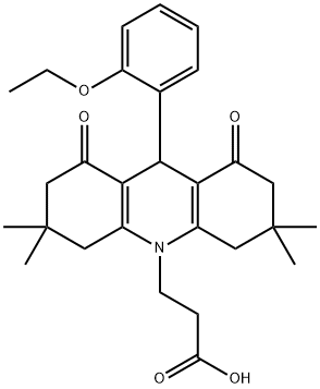 3-(9-(2-ethoxyphenyl)-3,3,6,6-tetramethyl-1,8-dioxo-2,3,4,5,6,7,8,9-octahydro-10(1H)-acridinyl)propanoic acid Struktur