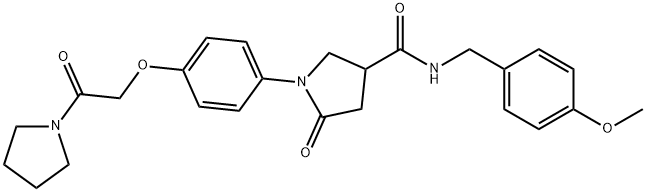 N-(4-methoxybenzyl)-5-oxo-1-{4-[2-oxo-2-(1-pyrrolidinyl)ethoxy]phenyl}-3-pyrrolidinecarboxamide Struktur