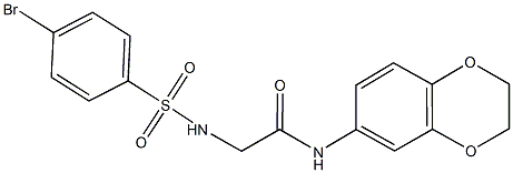 2-{[(4-bromophenyl)sulfonyl]amino}-N-(2,3-dihydro-1,4-benzodioxin-6-yl)acetamide Struktur