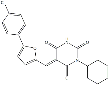 5-{[5-(4-chlorophenyl)-2-furyl]methylene}-1-cyclohexyl-2,4,6(1H,3H,5H)-pyrimidinetrione Struktur