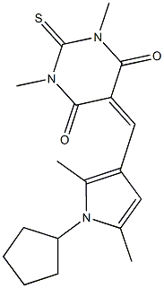 5-[(1-cyclopentyl-2,5-dimethyl-1H-pyrrol-3-yl)methylene]-1,3-dimethyl-2-thioxodihydro-4,6(1H,5H)-pyrimidinedione Struktur