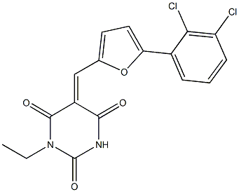 5-{[5-(2,3-dichlorophenyl)-2-furyl]methylene}-1-ethyl-2,4,6(1H,3H,5H)-pyrimidinetrione Struktur