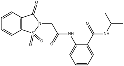 2-{[(1,1-dioxido-3-oxo-1,2-benzisothiazol-2(3H)-yl)acetyl]amino}-N-isopropylbenzamide Struktur