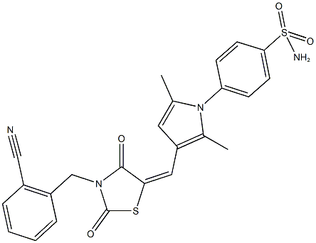 4-(3-{[3-(2-cyanobenzyl)-2,4-dioxo-1,3-thiazolidin-5-ylidene]methyl}-2,5-dimethyl-1H-pyrrol-1-yl)benzenesulfonamide Struktur