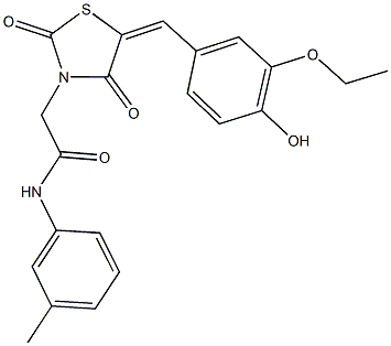 2-[5-(3-ethoxy-4-hydroxybenzylidene)-2,4-dioxo-1,3-thiazolidin-3-yl]-N-(3-methylphenyl)acetamide Struktur