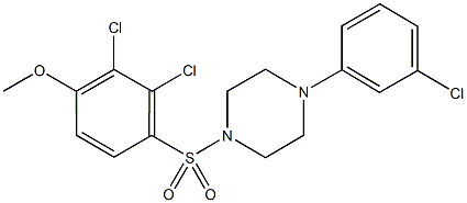 2,3-dichloro-4-{[4-(3-chlorophenyl)-1-piperazinyl]sulfonyl}phenyl methyl ether Struktur