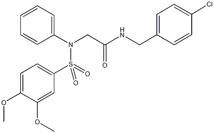 N-(4-chlorobenzyl)-2-[3,4-dimethoxy(phenylsulfonyl)anilino]acetamide Struktur