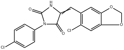 5-[(6-chloro-1,3-benzodioxol-5-yl)methylene]-3-(4-chlorophenyl)-2,4-imidazolidinedione Struktur