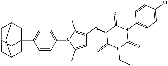 5-({1-[4-(1-adamantyl)phenyl]-2,5-dimethyl-1H-pyrrol-3-yl}methylene)-1-(4-chlorophenyl)-3-ethyl-2-thioxodihydropyrimidine-4,6(1H,5H)-dione Struktur