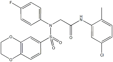 N-(5-chloro-2-methylphenyl)-2-[(2,3-dihydro-1,4-benzodioxin-6-ylsulfonyl)-4-fluoroanilino]acetamide Struktur