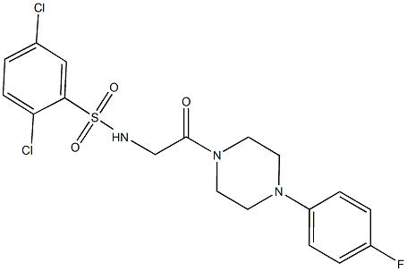 2,5-dichloro-N-{2-[4-(4-fluorophenyl)-1-piperazinyl]-2-oxoethyl}benzenesulfonamide Struktur