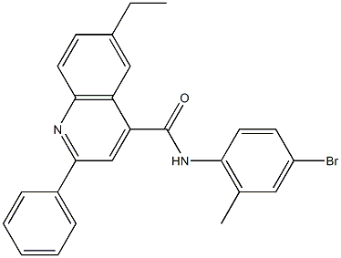 N-(4-bromo-2-methylphenyl)-6-ethyl-2-phenyl-4-quinolinecarboxamide Struktur