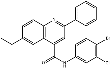 N-(4-bromo-3-chlorophenyl)-6-ethyl-2-phenyl-4-quinolinecarboxamide Struktur