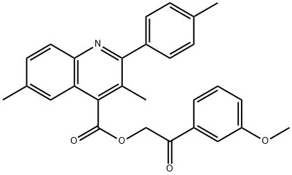 2-(3-methoxyphenyl)-2-oxoethyl 3,6-dimethyl-2-(4-methylphenyl)-4-quinolinecarboxylate Struktur