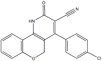 4-(4-chlorophenyl)-2-oxo-1,5-dihydro-2H-chromeno[4,3-b]pyridine-3-carbonitrile Struktur