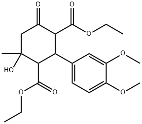 diethyl 2-(3,4-dimethoxyphenyl)-4-hydroxy-4-methyl-6-oxo-1,3-cyclohexanedicarboxylate Struktur