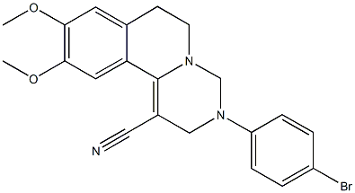 3-(4-bromophenyl)-9,10-dimethoxy-3,4,6,7-tetrahydro-2H-pyrimido[6,1-a]isoquinoline-1-carbonitrile Struktur