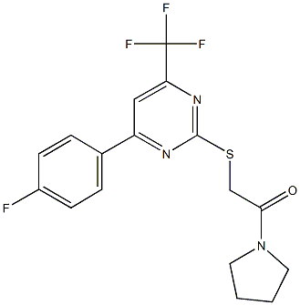 4-(4-fluorophenyl)-2-{[2-oxo-2-(1-pyrrolidinyl)ethyl]sulfanyl}-6-(trifluoromethyl)pyrimidine Struktur