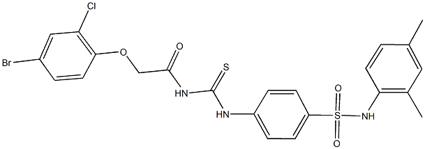 4-[({[(4-bromo-2-chlorophenoxy)acetyl]amino}carbothioyl)amino]-N-(2,4-dimethylphenyl)benzenesulfonamide Struktur