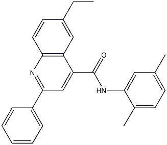 N-(2,5-dimethylphenyl)-6-ethyl-2-phenyl-4-quinolinecarboxamide Struktur