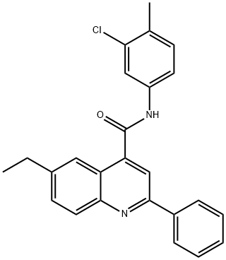 N-(3-chloro-4-methylphenyl)-6-ethyl-2-phenyl-4-quinolinecarboxamide Struktur