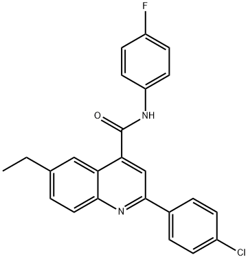 2-(4-chlorophenyl)-6-ethyl-N-(4-fluorophenyl)-4-quinolinecarboxamide Struktur