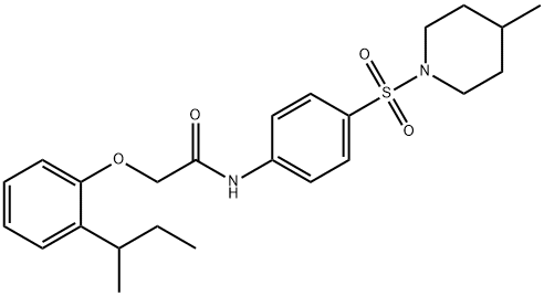 2-(2-sec-butylphenoxy)-N-{4-[(4-methyl-1-piperidinyl)sulfonyl]phenyl}acetamide Struktur