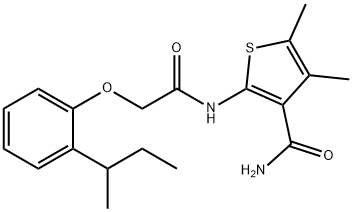 2-{[(2-sec-butylphenoxy)acetyl]amino}-4,5-dimethyl-3-thiophenecarboxamide Struktur