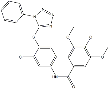 N-{3-chloro-4-[(1-phenyl-1H-tetraazol-5-yl)sulfanyl]phenyl}-3,4,5-trimethoxybenzamide Struktur