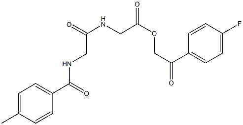 2-(4-fluorophenyl)-2-oxoethyl ({[(4-methylbenzoyl)amino]acetyl}amino)acetate Struktur