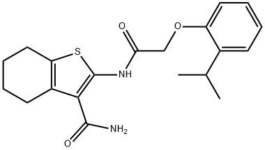 2-{[(2-isopropylphenoxy)acetyl]amino}-4,5,6,7-tetrahydro-1-benzothiophene-3-carboxamide Struktur