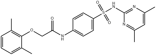 2-(2,6-dimethylphenoxy)-N-(4-{[(4,6-dimethyl-2-pyrimidinyl)amino]sulfonyl}phenyl)acetamide Struktur