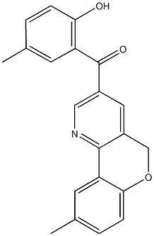 (2-hydroxy-5-methylphenyl)(9-methyl-5H-chromeno[4,3-b]pyridin-3-yl)methanone Struktur