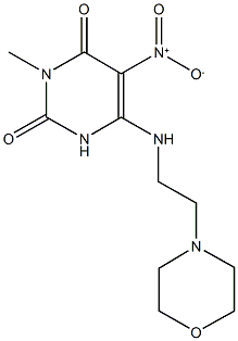 5-nitro-3-methyl-6-{[2-(4-morpholinyl)ethyl]amino}-2,4(1H,3H)-pyrimidinedione Struktur