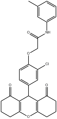 2-[2-chloro-4-(1,8-dioxo-2,3,4,5,6,7,8,9-octahydro-1H-xanthen-9-yl)phenoxy]-N-(3-methylphenyl)acetamide Struktur