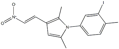 3-{2-nitrovinyl}-1-(3-iodo-4-methylphenyl)-2,5-dimethyl-1H-pyrrole Struktur