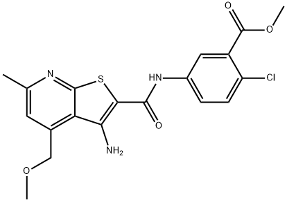 methyl 5-({[3-amino-4-(methoxymethyl)-6-methylthieno[2,3-b]pyridin-2-yl]carbonyl}amino)-2-chlorobenzoate Struktur