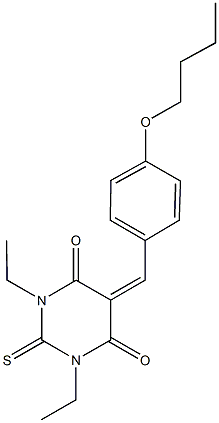 5-(4-butoxybenzylidene)-1,3-diethyl-2-thioxodihydro-4,6(1H,5H)-pyrimidinedione Struktur