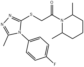 2-(2,6-dimethyl-1-piperidinyl)-2-oxoethyl 4-(4-fluorophenyl)-5-methyl-4H-1,2,4-triazol-3-yl sulfide Struktur