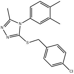 3-[(4-chlorobenzyl)sulfanyl]-4-(3,4-dimethylphenyl)-5-methyl-4H-1,2,4-triazole Struktur