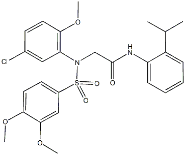 2-{5-chloro[(3,4-dimethoxyphenyl)sulfonyl]-2-methoxyanilino}-N-(2-isopropylphenyl)acetamide Struktur