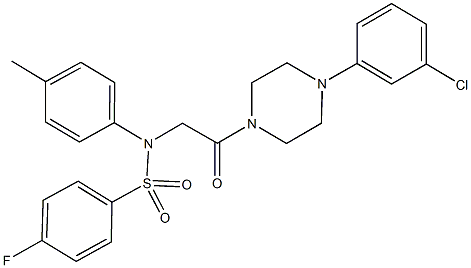 N-{2-[4-(3-chlorophenyl)-1-piperazinyl]-2-oxoethyl}-4-fluoro-N-(4-methylphenyl)benzenesulfonamide Struktur