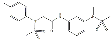 2-[4-fluoro(methylsulfonyl)anilino]-N-{3-[methyl(methylsulfonyl)amino]phenyl}acetamide Struktur