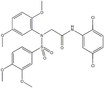 N-(2,5-dichlorophenyl)-2-{[(3,4-dimethoxyphenyl)sulfonyl]-2,5-dimethoxyanilino}acetamide Struktur