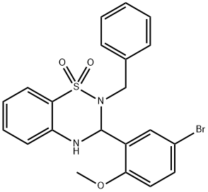 2-(2-benzyl-1,1-dioxido-3,4-dihydro-2H-1,2,4-benzothiadiazin-3-yl)-4-bromophenyl methyl ether Struktur