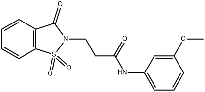 3-(1,1-dioxido-3-oxo-1,2-benzisothiazol-2(3H)-yl)-N-(3-methoxyphenyl)propanamide Struktur