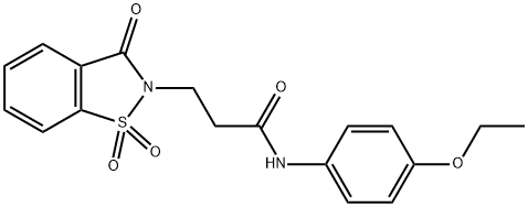 3-(1,1-dioxido-3-oxo-1,2-benzisothiazol-2(3H)-yl)-N-(4-ethoxyphenyl)propanamide Struktur